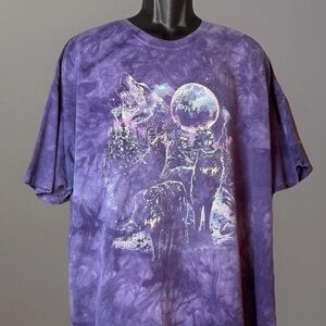 The Mountain Three Wolf Moon Tie-Dye Purple Men’s Oversized T-Shirt Size 3XL
